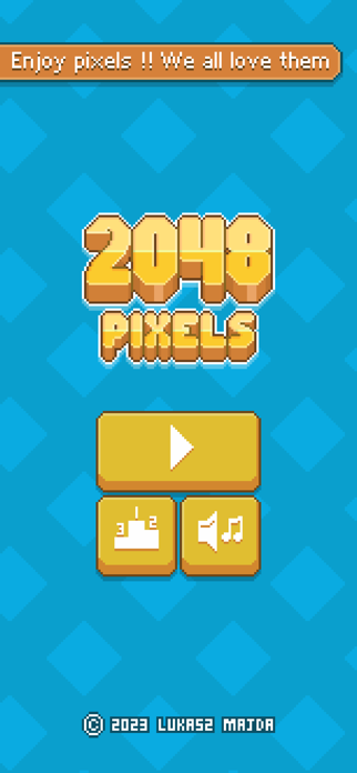 2048 Pixels game screenshot: retro pixel art main menu
